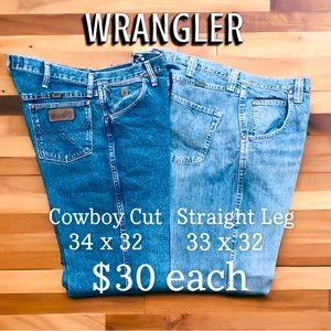 Wrangler Cowboy Cut Jeans, and Wrangler Straight Leg